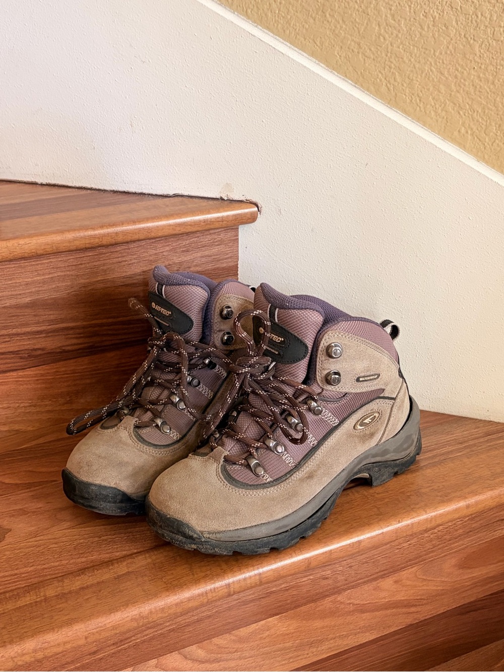 Hi-Tec Brown and Taupe Lace-Up Women's Hiking Boots
